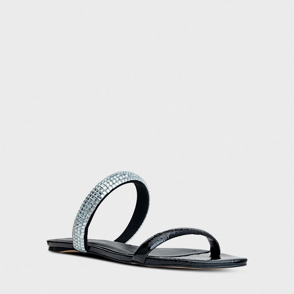 Chinelo Flat Line Cristal e Couro  Carrano 239030