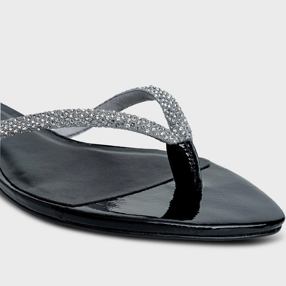 Chinelo Flat Thong Cristal Couro Carrano 239028