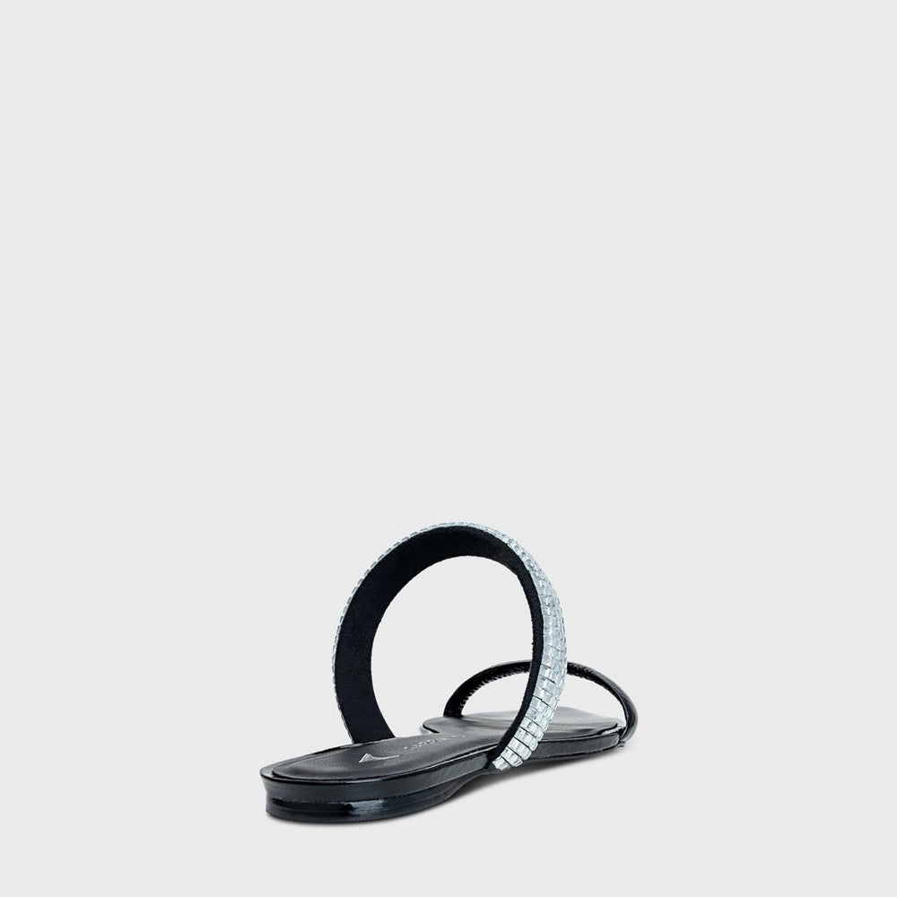 Chinelo Flat Line Cristal e Couro  Carrano 239030