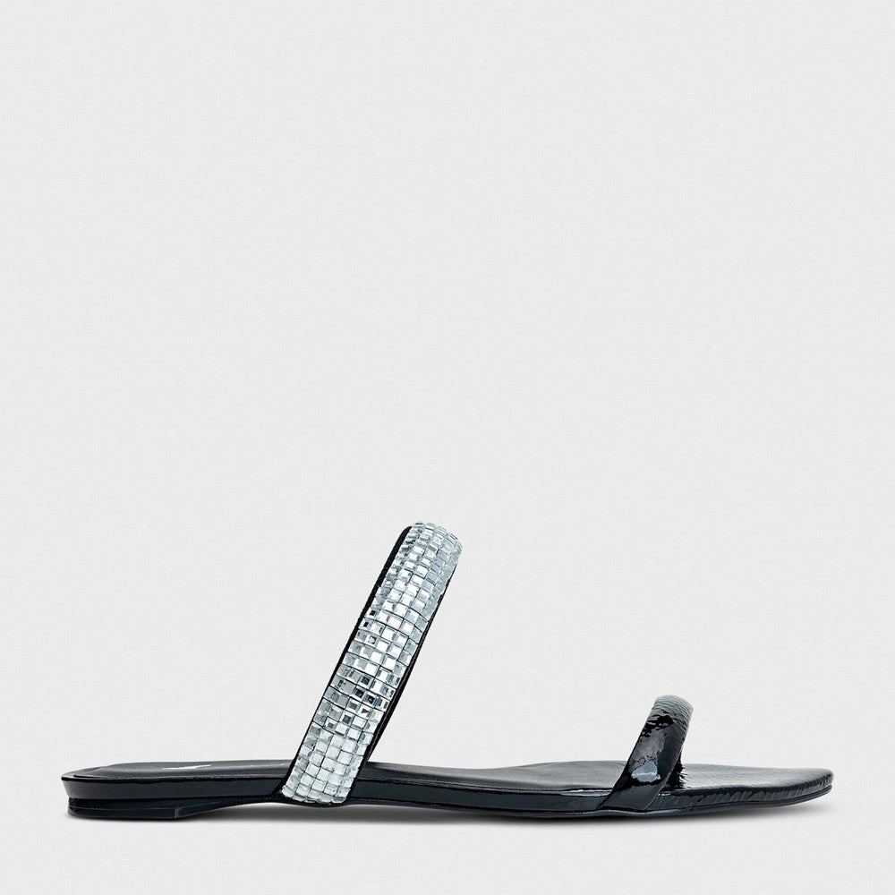 Chinelo Flat Line Cristal e Couro  Carrano 239030